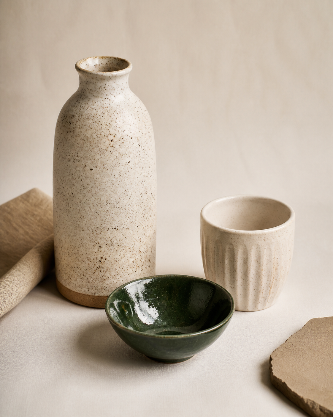 Handmade ceramic products prepared as listing photographs